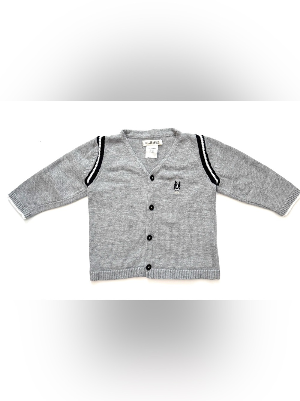 Billybandit Boys Grey Knit Cardigan with Dog Patch